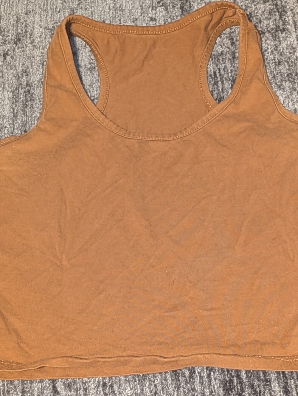 Orange/Brown Colored, Racer Back, Cropped Tank Top - Ladies Jr Size Small